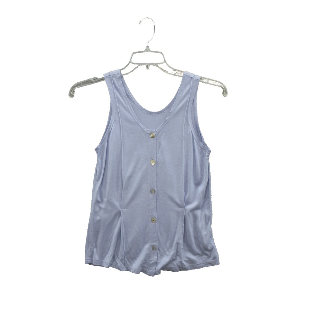 FLAX Designs Women Tank Top XS Purple 100%Rayon Sleeveless V-Neck Button New